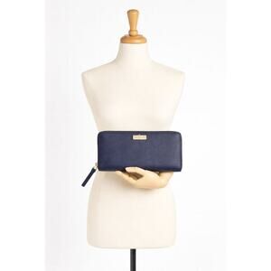 Kate Spade Newbury Lane Neda Zip Wallet Indigo Blue Saffiano Leather